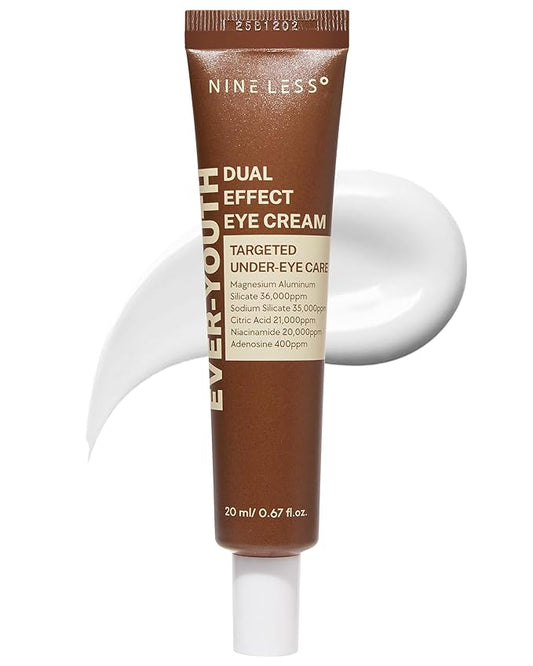 NINELESS Ever-Youth Dual Effect Eye Cream Korean Skincare Instant Lifting Technology for Firm Eyes with Niacinamide Adenosine Hyaluronic Acid Ceramides for Fine Lines Bags Puffiness 0.5 fl oz