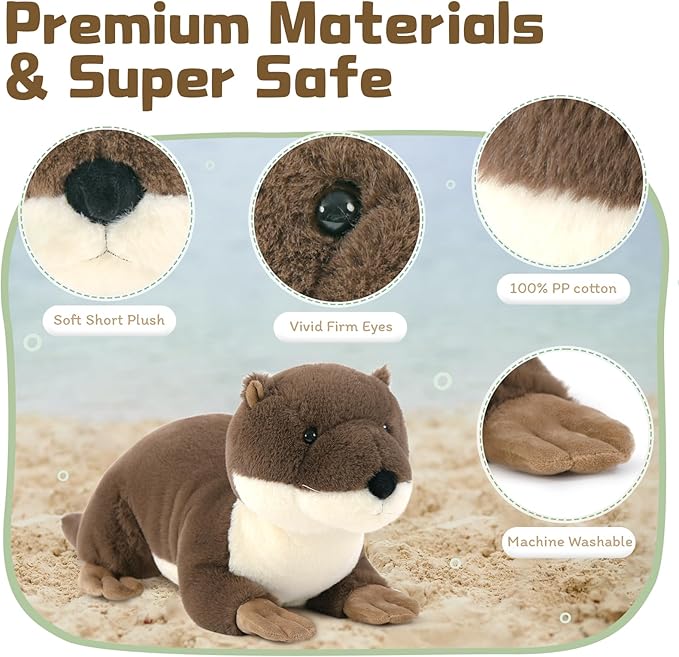 MaoGoLan 4Pcs River Otter Stuffed Animal with 3 Babies Inside-24in Giant Lifelike Soft Otter Plush Toys-Cuddly Wildlife Stuffed Animal for Otter Lover,Kids,Boys,Girls