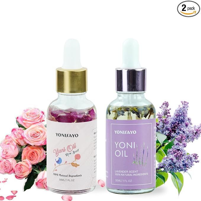 2 Packs Yoni Essential Oil for Women, All Natural Feminine Intimate Deodorant Remove Odor, Ph Balanced, 100% Vaginal Serum Made with Rose Lavender Oils (1 fl oz/30 ml)