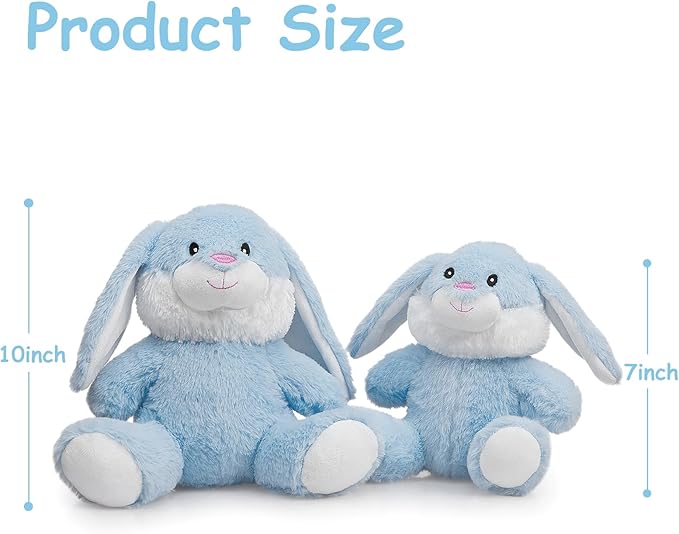 HollyHOME Bunny Stuffed Animal, Easter Bunny Plush Toys, Soft and Cuddly Stuffed Rabbit Easter Gift for Kids Baby Girls 10 inch Blue