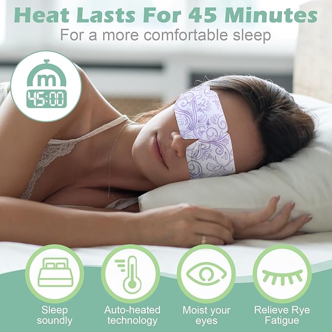96 Packs Steam Eye Mask Disposable Self Heating Eye Mask for Dry Eyes Spa Warm Sleep for Home Office Travel Eyestrain Relieve