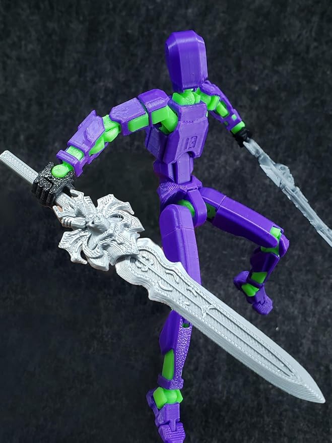 T13 Action Figure Titan 13 Robot Action Figure,3D Printed Dummy 13 Set, Lucky 13 Set,Gift for Collectors Desktop Decorations, (Assembly Completed), Purple Green