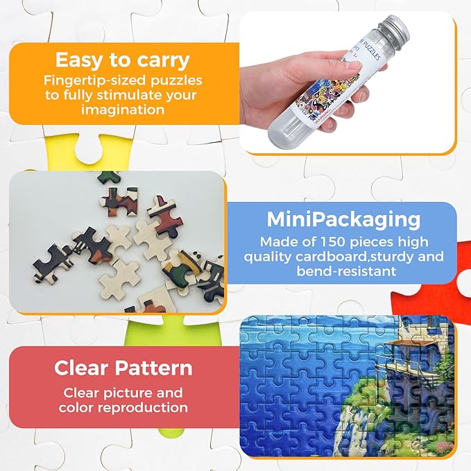 150 Pieces Mini Jigsaw Puzzles for Adults & Kids,6 x 4 Inches,Mini Puzzles,Travel Puzzle,Small Puzzles, Challenging Difficult Puzzle,3 Pack Starry Sky Series