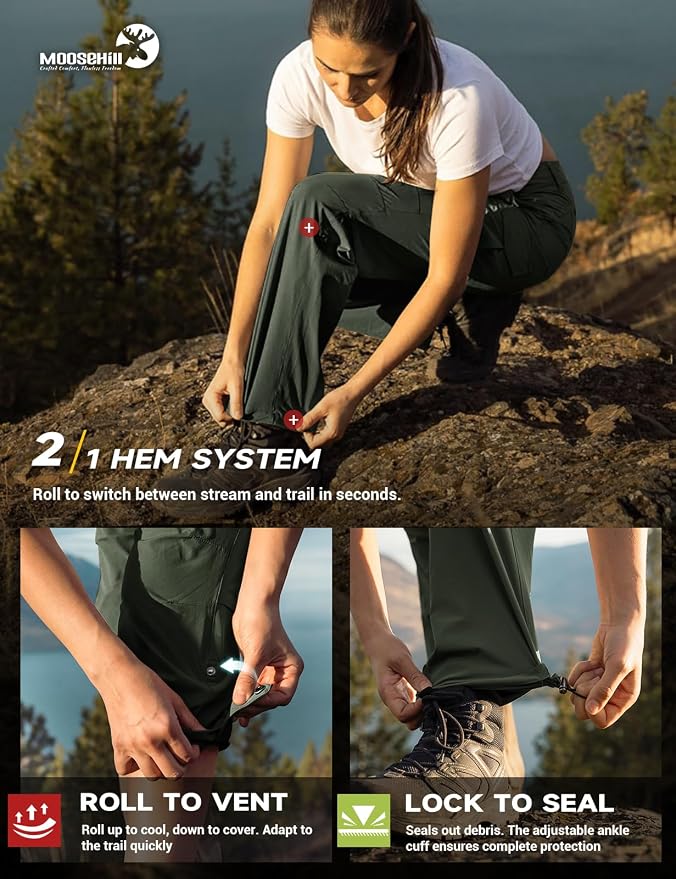 Moosehill Women's Hiking Pants Lightweight Quick Dry Water Resistant Cargo Travel Work Summer Pants for All Seasons