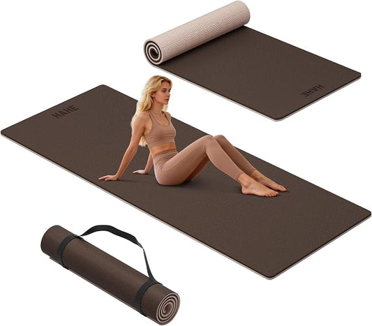 HAHE Wide Yoga Mat 72"x32"x0.4" Thick Pilates Mat with Carrying Strap