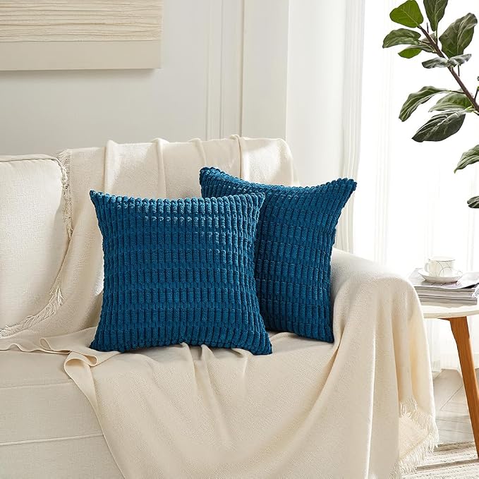 Fancy Homi 4 Packs Decorative Throw Pillow Covers for Living Room Couch Bed, Modern Farmhouse Boho Home Décor Accent Cushion Case, 20" x 20", Teal