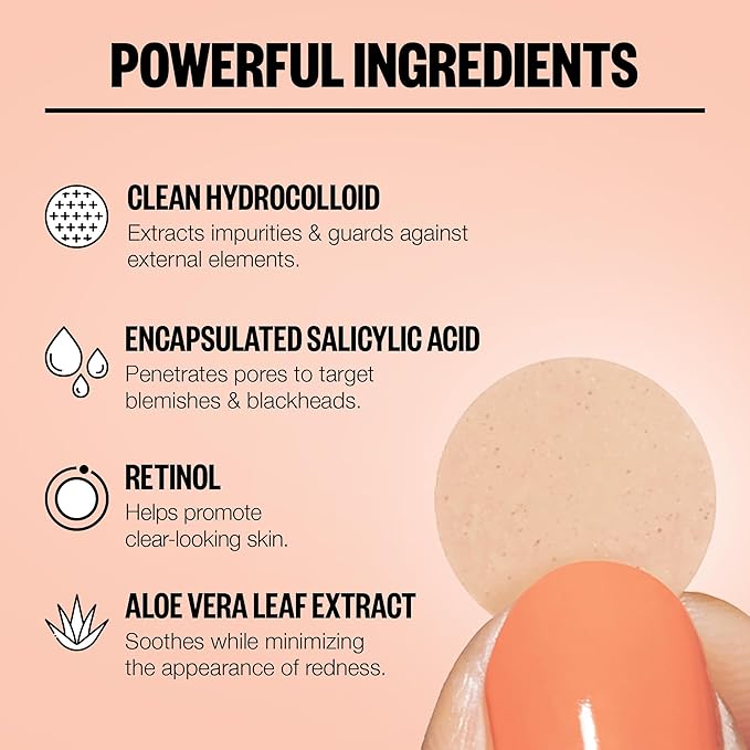 PEACE OUT Acne Healing Dots Hydrocolloid Pimple Patches, Acne Spot Patches with Salicylic Acid, Retinol, and Aloe Vera for Blemishes and Breakouts, 60 Count