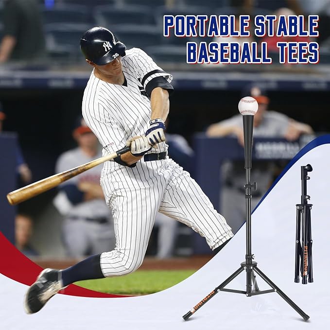 Baseball Softball Tee Batting Tee for Hitting T tee Ball Set Stand Baseball Softball Hitting Pitching Screen Net for Kids Teens Batting Net Set Training Equipment W/Carry Bag for Outdoor