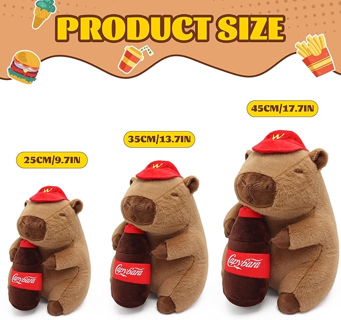 Drink Capybara Plush 13.7inch, Cute Capybara Stuffed Animal Giant Capibara Plushies Pillow Toy Gifts for Boys Girls Kids