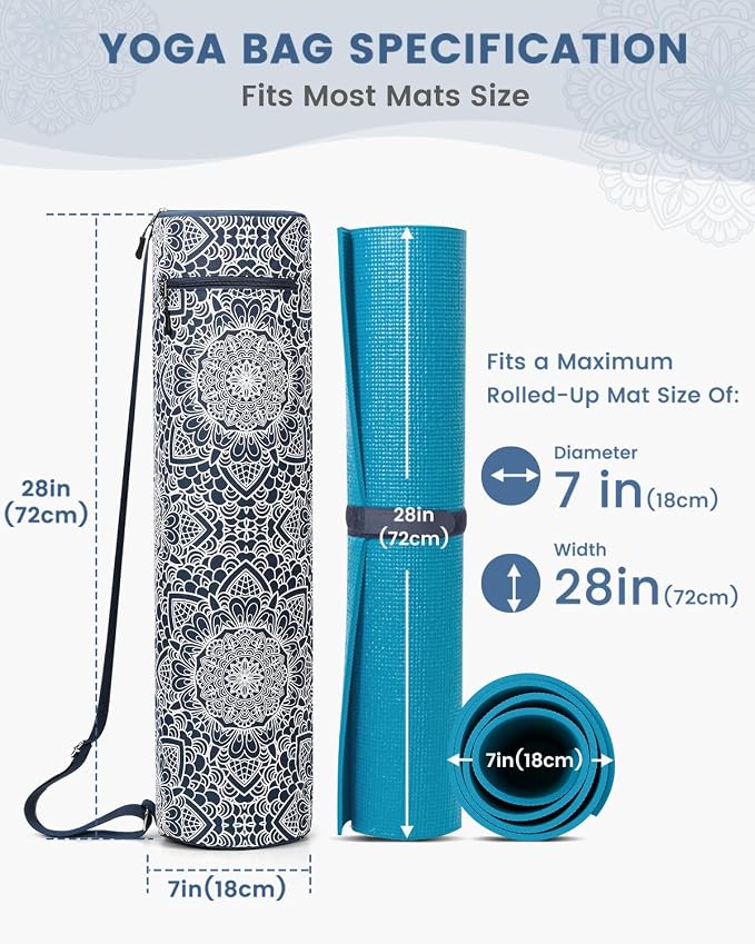 Gonex Yoga Mat Bag, Yoga Mat Carrier Full-Zip Exercise Yoga Mat Carry Bag for Women Men with 2 Multi-Functional Storage Cargo Pockets Extra Wide Adjustable Shoulder Strap