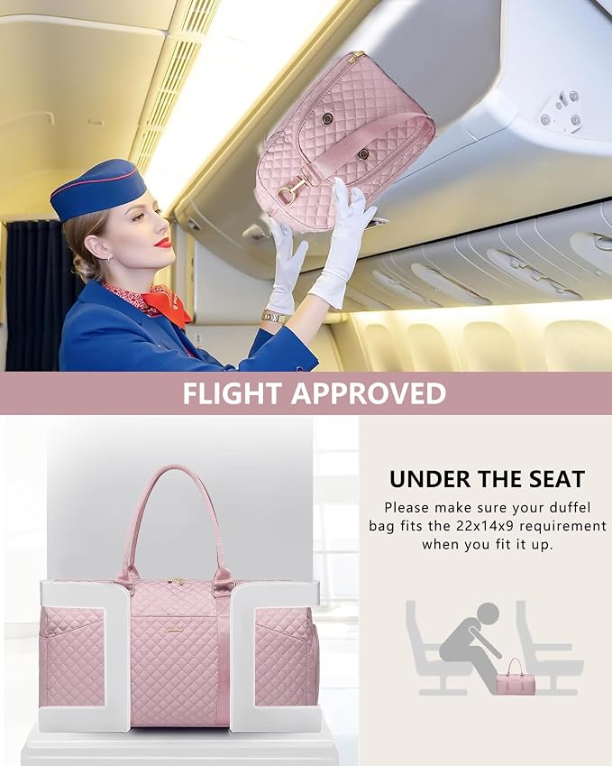 Women Weekender Travel Duffle Bag: Travel Duffel Overnight Bags with Shoe Compartment Large Carry on Tote with Toiletry Bag Weekend Traveling Yoga Gym Hospital Bag for Women with Wet Pocket Pink