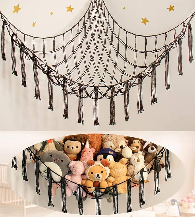 Stuffed Animal Storage Hammock Net - Toy Hammock Net for Stuffed Animals Corner - Hanging Stuff Animal Organizer Holder Large Organization Boys Room Decor