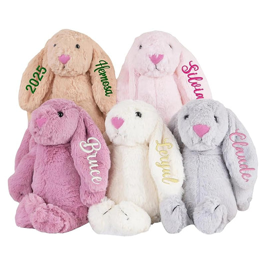 Custom Easter Bunny Custom Bunny Stuffed Animals With Child's Name Handmade Personalized Plush Rabbit Toy for Girls Boys Kids