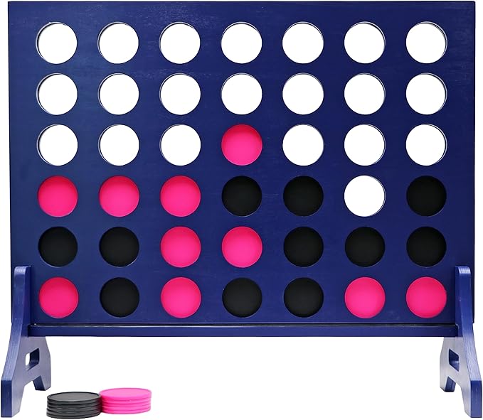 Tailgating Pros Premium Navy Giant Four in a Row with Carrying Case - Jumbo Oversized Outdoor Yard Game - Connect Multiple Pucks in a Row to Win - Many Puck Colors Available!