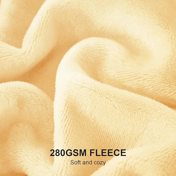 Hansleep Full Bright Yellow Fleece Blanket, Soft Flannel Bed Blanket | Fuzzy Cozy Blanket 84x90 Inches, Multi-use for Bed, Sofa, Couch, Travel, Camping, All Season Warm Lightweight Cover
