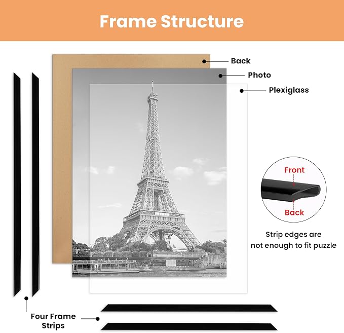 upsimples 12x16 Picture Frame Black 3 Pack, Scratch-Proof Poster Frames 12 x 16 for Photo Gallery - Slide-In Strips, Horizontal or Vertical Wall Mounting | Gallery Wall 12 x 16 Picture Frames Set for Family, Wedding, Christmas, Easy to Change Photos