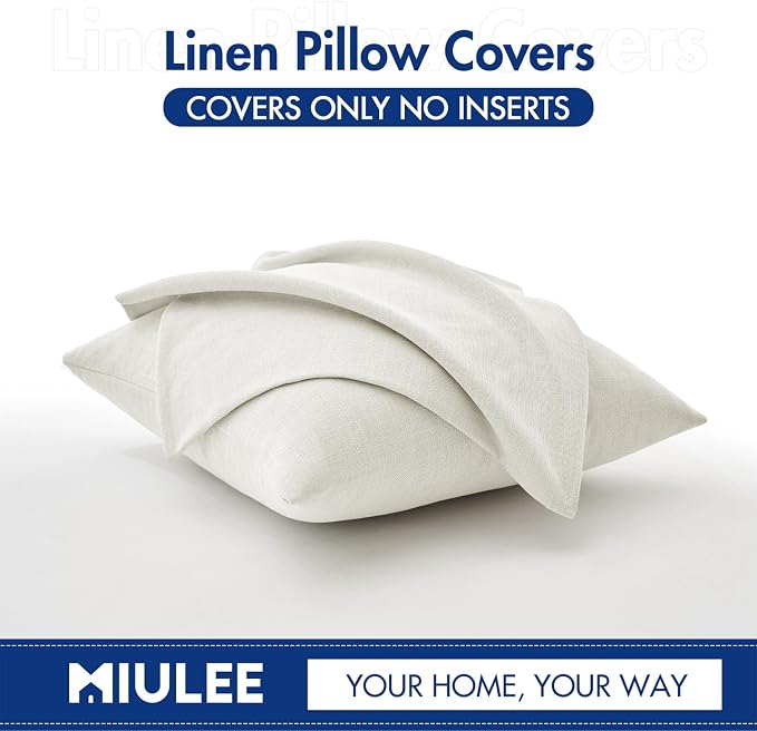 MIULEE Pack of 2 Decorative Linen Burlap Pillow Covers Farmhouse Boho Accent Pillowcases Modern Home Decor for Couch Sofa Bedroom Living Room 18x18 Inch Gray White