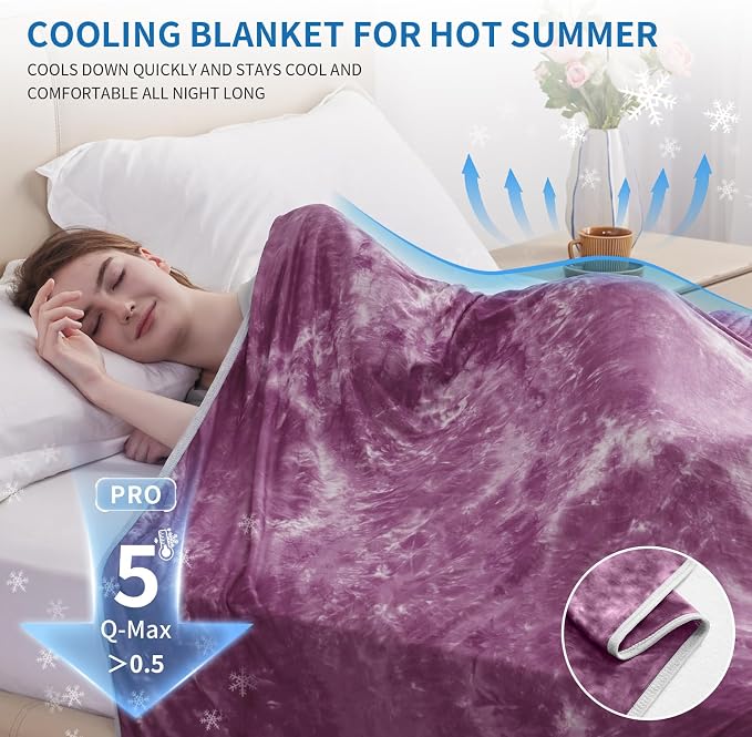 Guohaoi Cooling Blanket for Hot Sleepers and Night Sweats 50"x70" Twin Size | Arc-Chill Q-Max >0.5 Cool Fiber,100% Oeko-Tex Certified Lightweight Summer Blanket for Travel/Outdoor Ultra Cold Breathable
