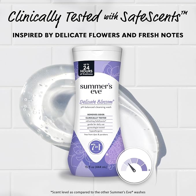 Summer’s Eve Feminine Wash, Delicate Blossom, Daily pH-Balanced Body Wash for Women, Feminine Care to Remove Vaginal Odor, Gynecologist Tested, 15 Fl Oz