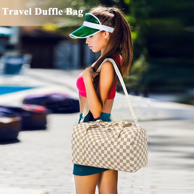 Gym Bag Sports Duffle Bag with Wet Pocket Weekender Overnight Bag with Waterproof Shoe Pouch and Air Hole for Girls Kids Women Travel Workout Bag