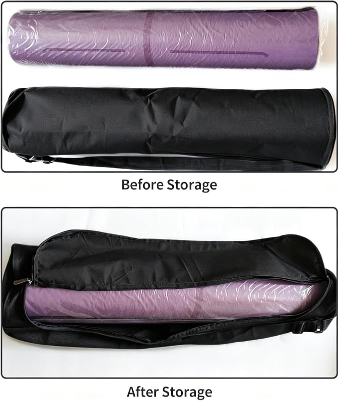 Yoga Mat Bag, Full Zip Exercise Yoga Mat Carrier Bag with Adjustable Strap, Waterproof Yoga Mat Carry Bag Strap for Most Yoga Mats to Gym Class Beach Park Travel for Women & Men (Black)