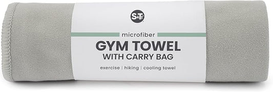 S&T INC. Gym Travel Towel, 1 Pack, Cooling Towels for Camping, Yoga, Home and Gym Bag, 1 Storage Bag Included, 12 Inch x 40 Inch, Microfiber, Grey