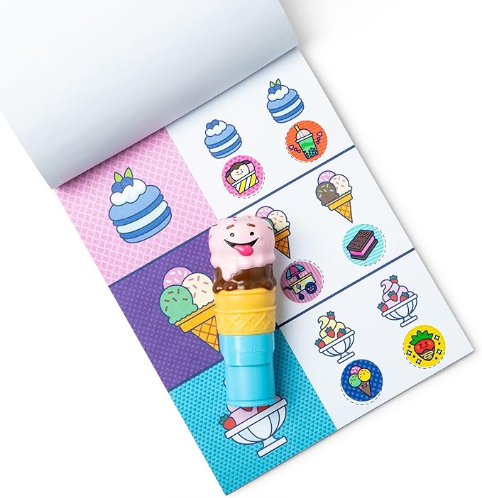 Melissa & Doug Sticker Wow!™ Ice Cream Bundle: 24-Page Activity Book, Refillable Sticker Stamper, Mini Pad, 500 Stickers, Arts and Crafts for Kids Ages 3+