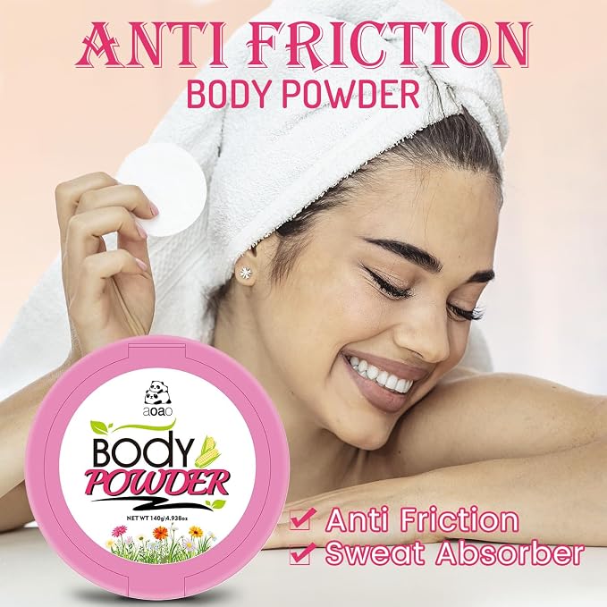 AOAO Women's Talc-Free Body Powder, Absorb Sweat & Anti-Chafe Dusting Powder for Sensitive Skin, Help Reduce Post-Shower Dampness, Natural Feminine Powder for Deodorizing Whole Body, 5oz-2pack