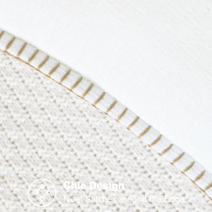 CaliTime Decorative Couch Throw Pillow Covers 20 X 20 Inches True White | Pack of 2, Cozy Chenille Cushion Cases, Cotton Thread Stitching Edges, for Sofa Bed Living Room Farmhouse