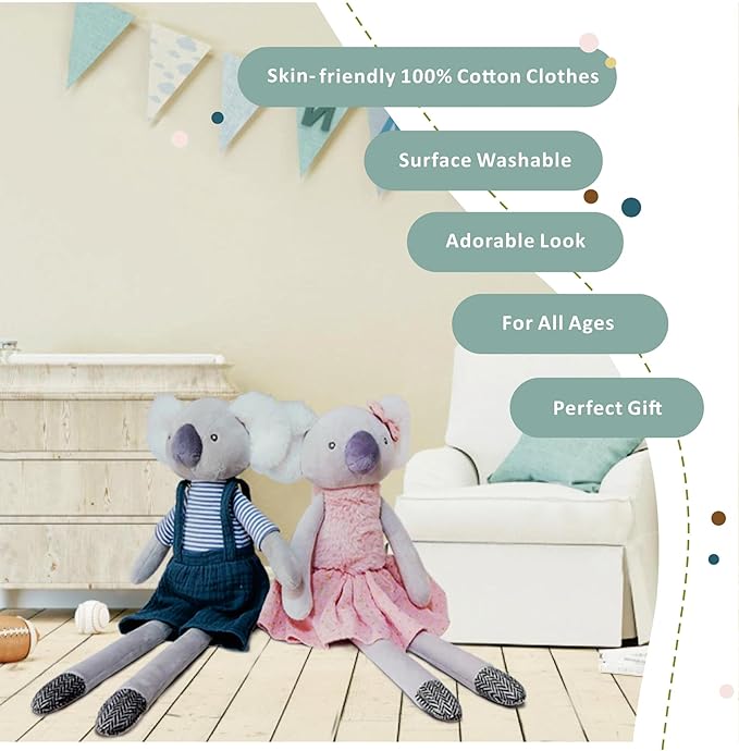Koala Stuffed Animals,15.7" Big Boy Koala Plushies with T-Shirt,Cute Stuffed Animal for Girls As Birthday, Easter,Christmas,Valentine's Day Gift
