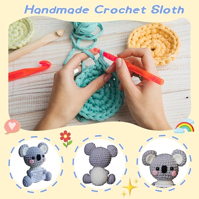 Koala Gifts, Crochet Positive Support Koala– Handmade Emotional Cheer Support Funny Gifts for Friend Coworker Birthday Christmas Stocking Stuffer White Elephant Under 10 Dollars