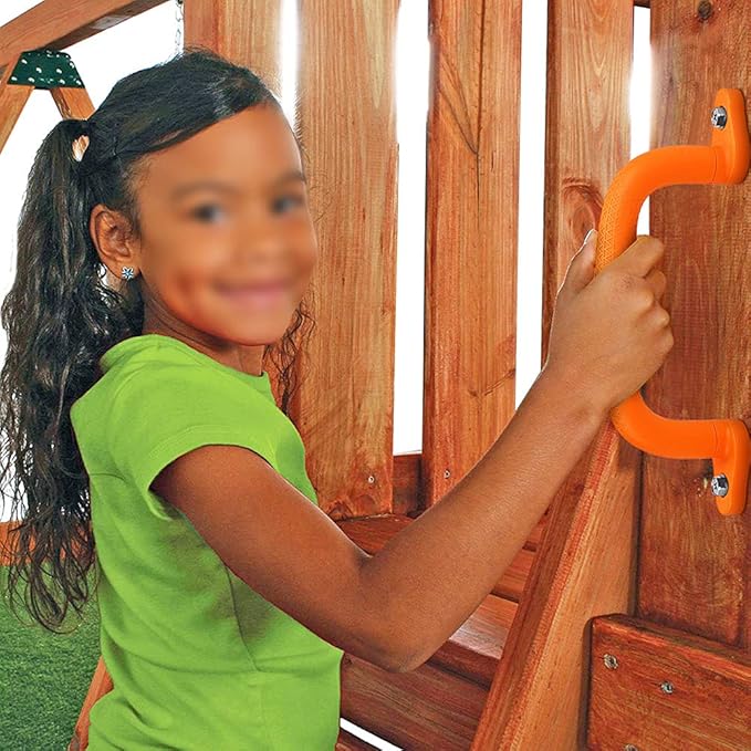 Dolibest 2-Pack Safety Handles for Swing Sets & Playsets - Monkey Bars with Anti-Skid Grip & Finger Indentations, Plastic Grab Handles, Easy Mounting for Climbing Frames, Playhouses, Treehouses