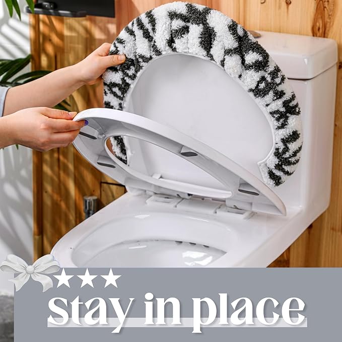 Black Bow Toilet Lid Cover Washable Coquette Cute Plush Toilet Cover for Bathroom Decor Soft Microfiber 17.5 x 15 Inch Non Slip Rubber Backing Fits Most Round, Elongated