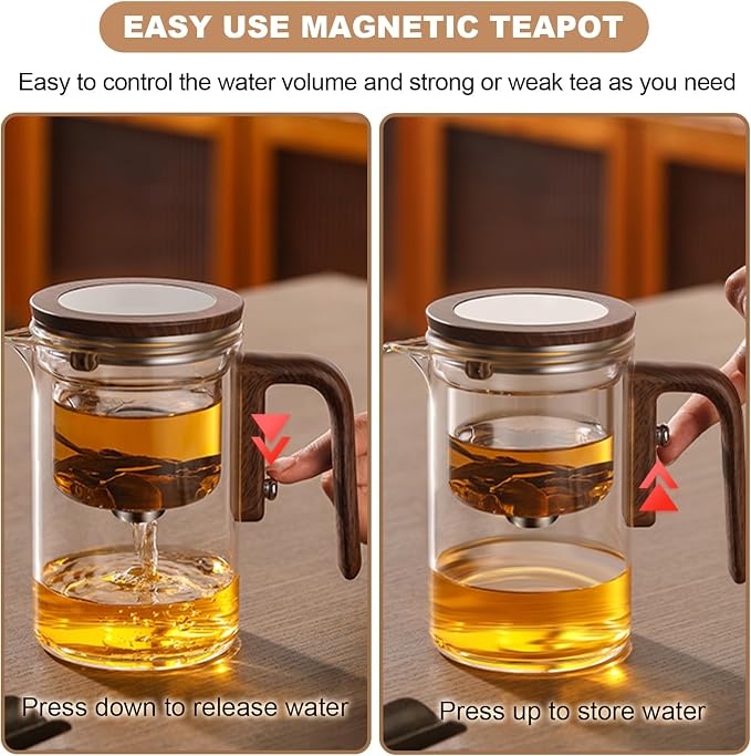 Enchanti Tea Pot, Glass Teapot with Removable Infuser, Magnetic Loose Leaf Tea Steeper, Magic Witchcraft Tea Pot with Strainer for Water Separation, Gift Package, 27oz/800ml