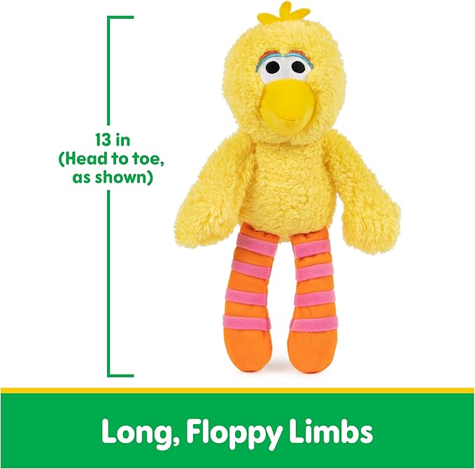 GUND Sesame Street Official Big Bird Take Along Buddy Plush, Premium Plush Toy for Ages 1 & Up, Yellow, 13”