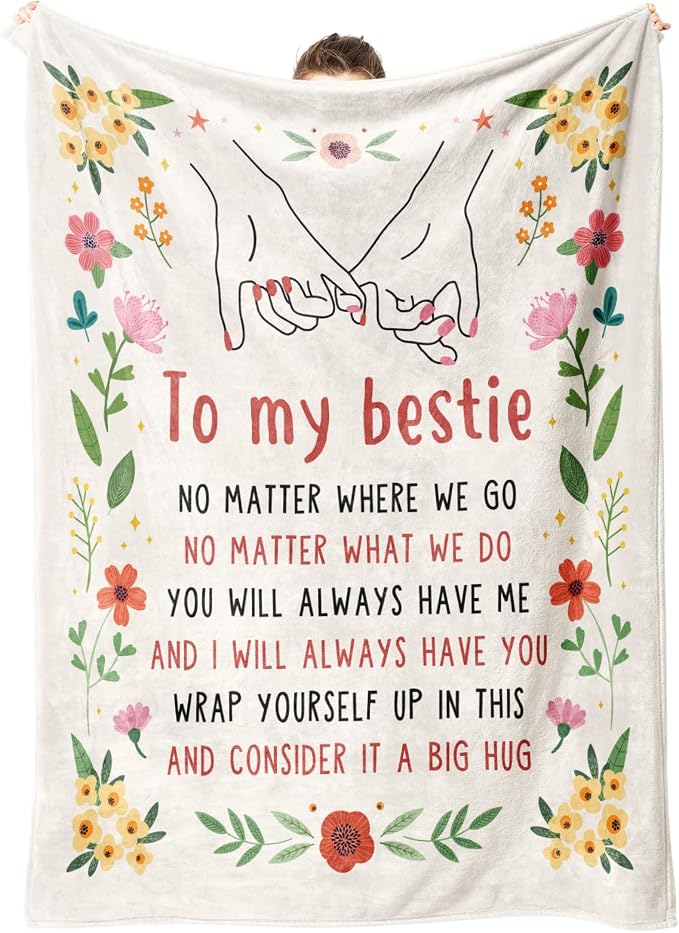 Best Friend Birthday Gifts for Women, Bestie Blanket White, 60" x 50" | Friendship Gifts for Women, Best Friend Blanket Gift, to My Bestie Flannel Throw Blanket for Christmas