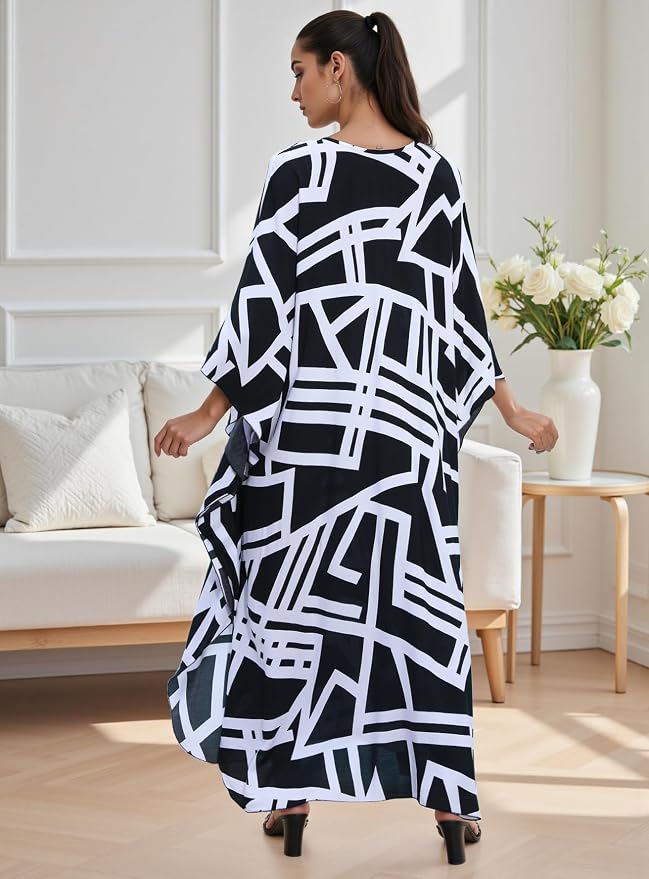 Mumu Dresses for Women Plus Size, Bohemian Kaftan Beach Cover Up Long Maxi Nightgown Soft Loungewear