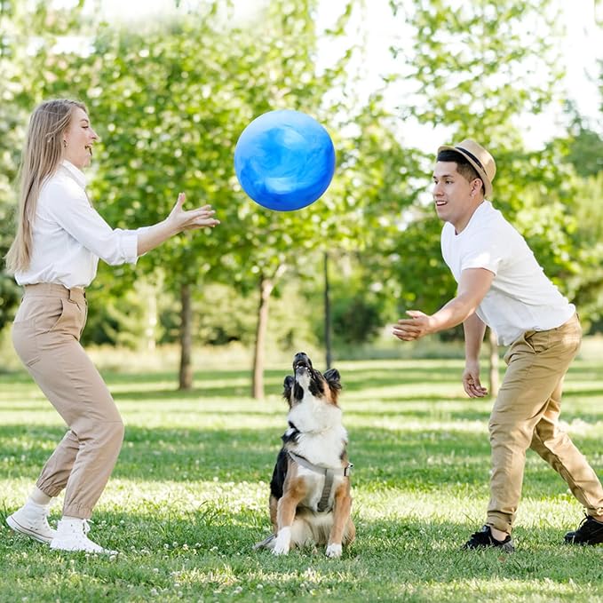 2 Pcs Marbleized Bouncy Balls for Kids Large-Sized Ball Inflatable Rubber Playground Sensory Balls for Beach Pets Indoor Outdoor Kickball Water Balls
