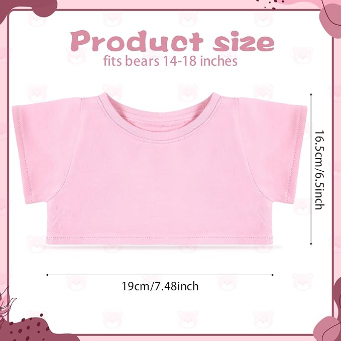 Bear Tee Shirt Fit 14-18inch Stuffed Animal Clothes, Basic Dolls Shirt, Light Pink