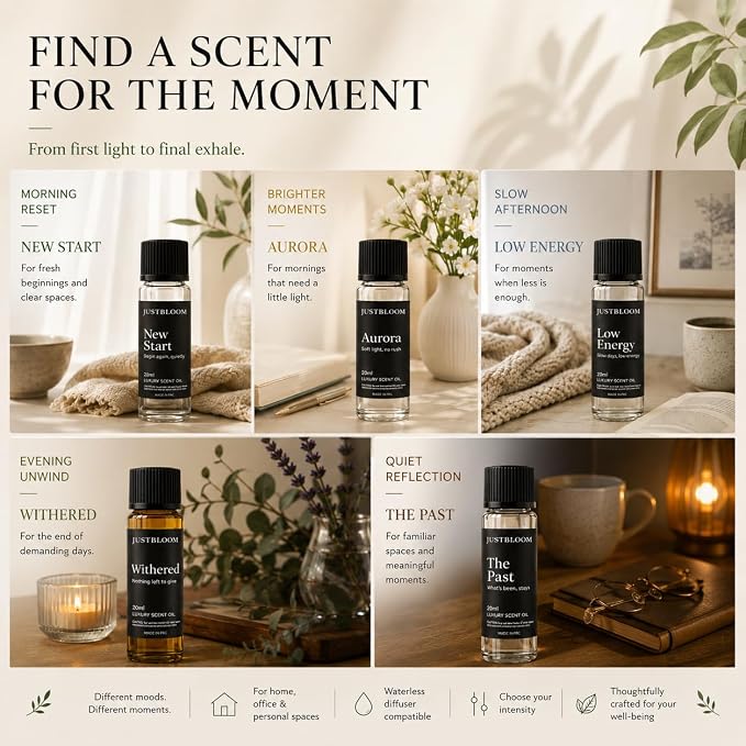 Hotel Oil Diffuser Essential Oils Set: 5-Pack Aromatherapy Oil Gift Set for Home Diffusers, Relaxing Fragrance Collection for Sleep, Office & All Seasons (Five Scent, Fiver Stas)