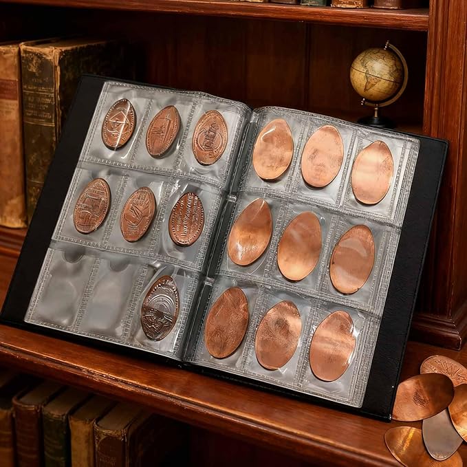108 Pockets Pressed Penny Collecting Album Book, Portable Smashed Pressed Penny Album Book Holder for Collectors, Suitable for Work or Travel
