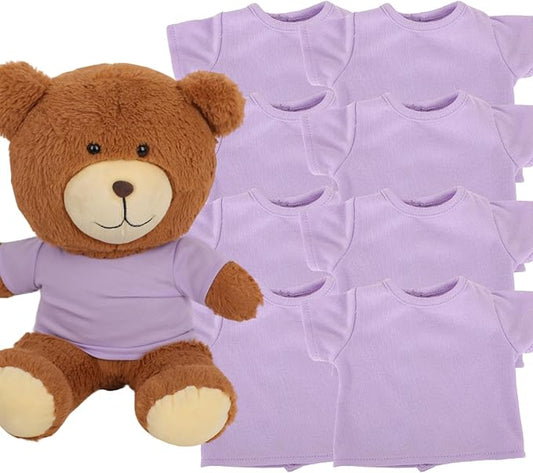 8 - Pack Light Blue Blank T - Shirts for 17-18 Inch Bears | Thick DIY Stuffed Animal Canvas Clothes (Purple)