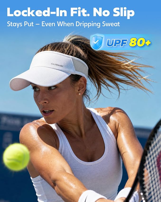 Sport Sun Visor Hat for Women Men - Lightweight Stretchy Polyester Spandex Quick Dry Sweatband Wrinkle Resistant