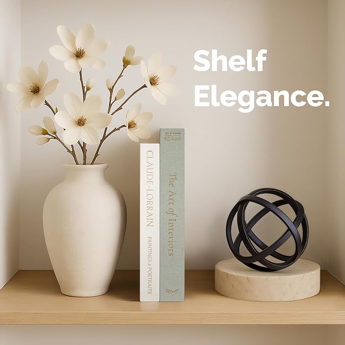 Vine Creations Decorative Books - Set of 2 Linen Hardcover Boxes with Storage - Aesthetic Fake Books for Decoration for Home, Shelf, Bookshelf Decor, Coffee Table Decor, as Storage or Keepsake Box