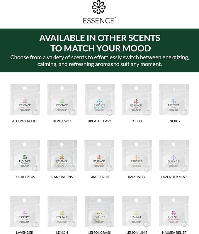 Essence Wearable Aromatherapy Nasal Diffuser – Eucalyptus Essential Oil Nose Ring Silicone Inhaler for Stress & Mood Support - Made in USA & Travel-Friendly