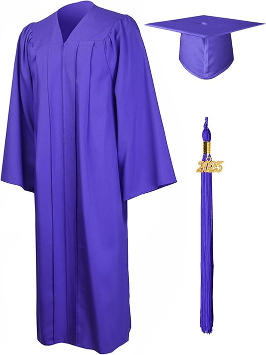 GraduationMall Matte Graduation Gown Cap Tassel Set 2025 for High School and Bachelor