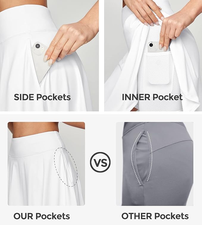 IUGA 20" Knee Length Skorts Skirts for Women with Pockets Tennis Skirt High Waisted Golf Skirts for Women Casual Athletic