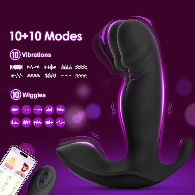 Sex Toy G Spot Vibrator Dildo -Wearable App Remote Control Panty Vibrators with 10 Quickly Wiggling & Vibrating Modes Anal Sex Toys Clitoral Nipple Stimulator for Female or Couples