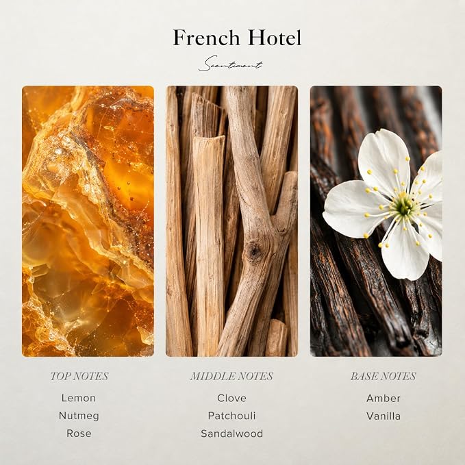 Scentiment French Hotel Diffuser Oil - Premium Hotel Scent with Notes of Clove, Patchouli & Sandalwood Home Scent, Aromatherapy Fragrance Oil Diffuser Refill - 16.91 fl oz (500 mL)