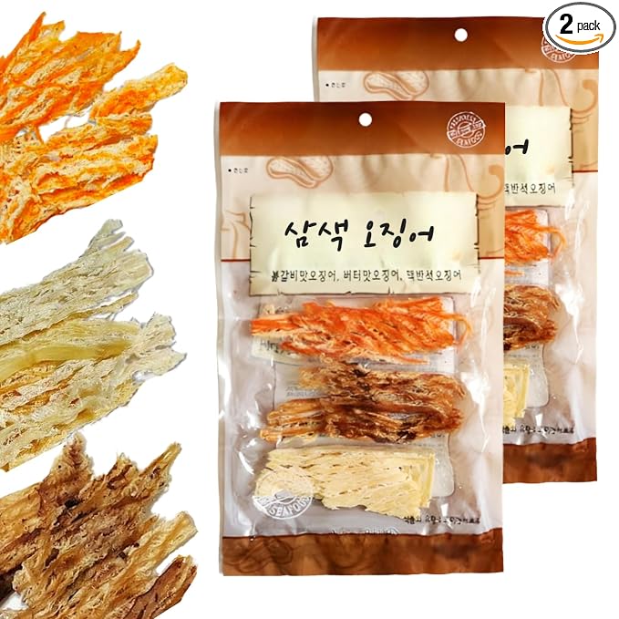 JOKUNA - Korean dried squid - Soft and chewy texture squid (Spicy, Butter, Roasted) (Mix - 2 pack)